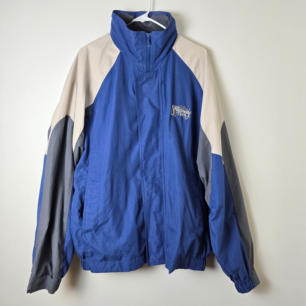 Winner Mate Speedway Club Jacket Vintage 90s Mens Large Blue Windbreaker Coat